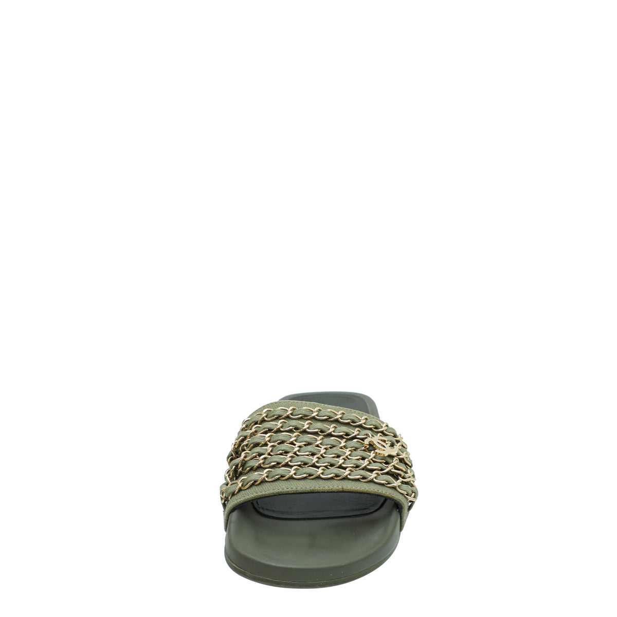 Chanel Green Mule Pool Chain Slides 36
