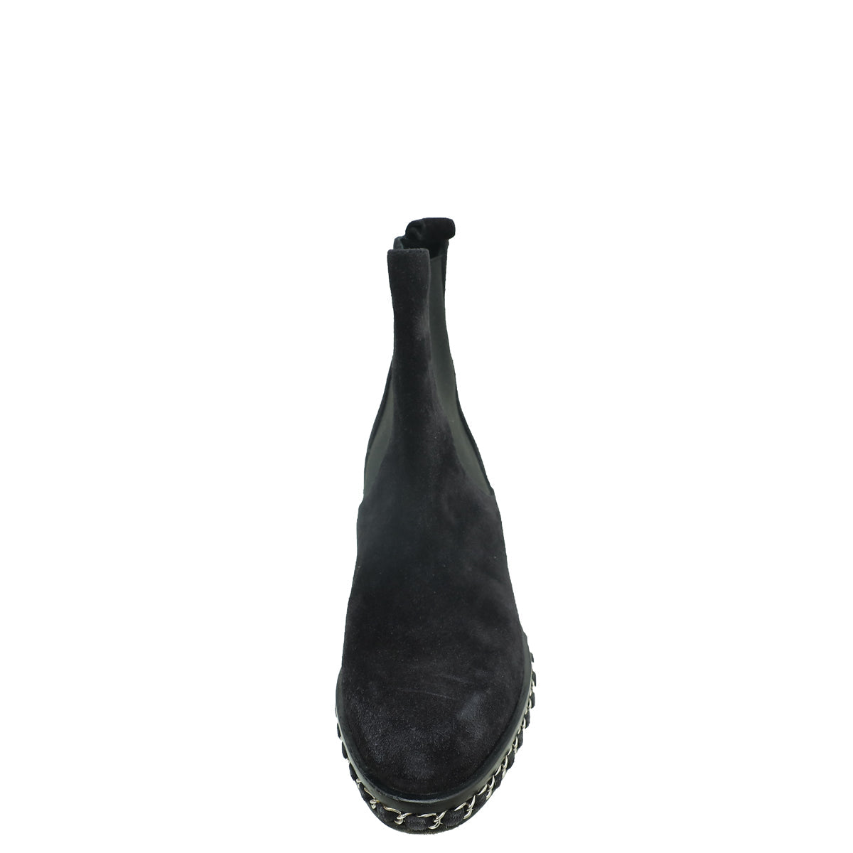 Chanel Black Suede Chain Around Chelsea Ankle Boots 36