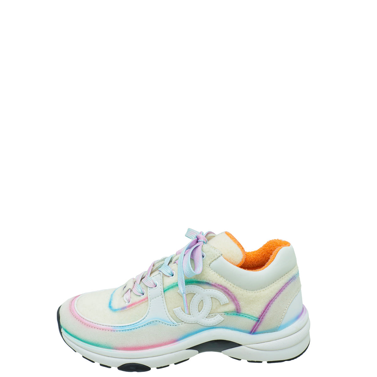 Chanel White Multicolor CC Trainer Sneaker 37.5