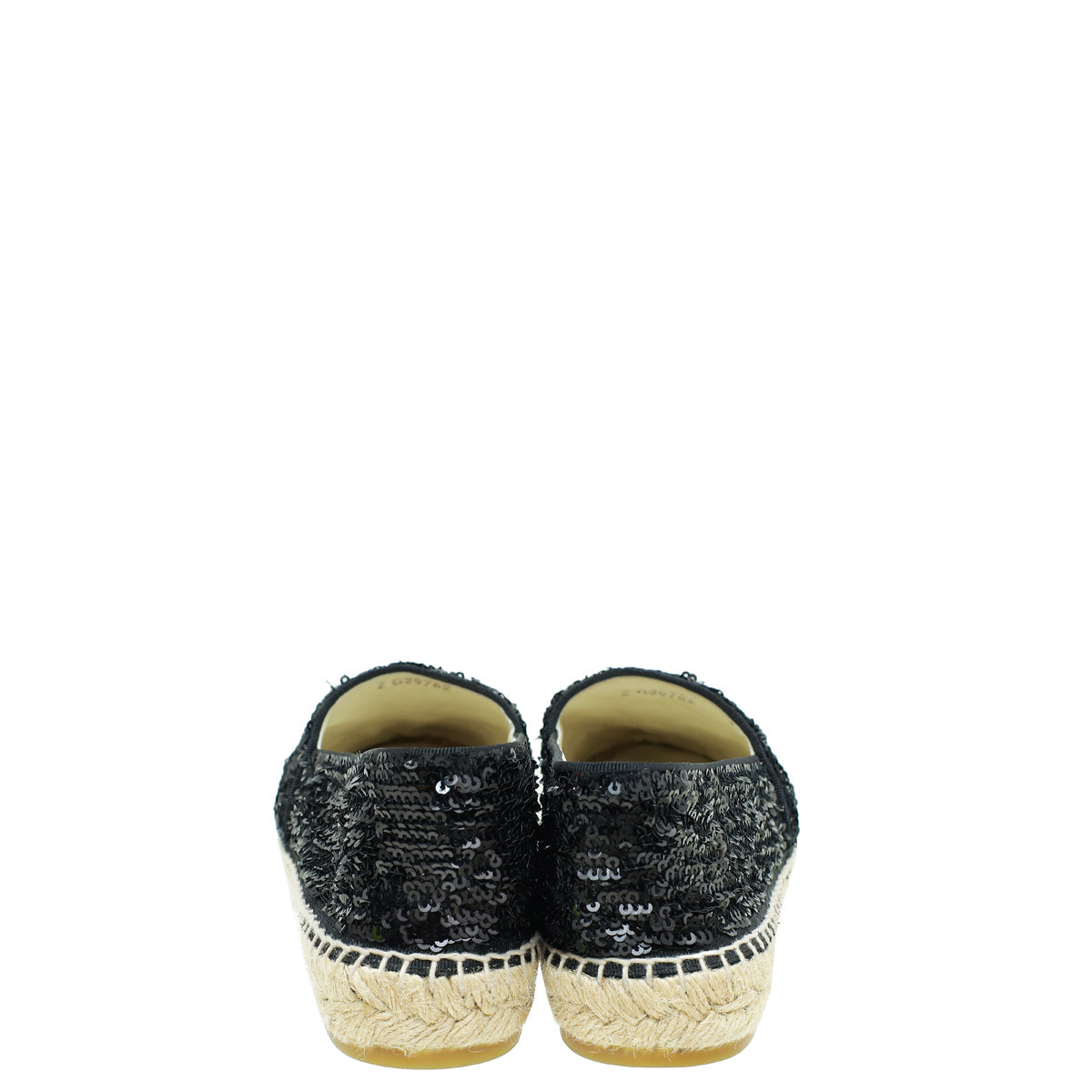 Chanel Black CC Cap Toe Sequin Espadrille 37