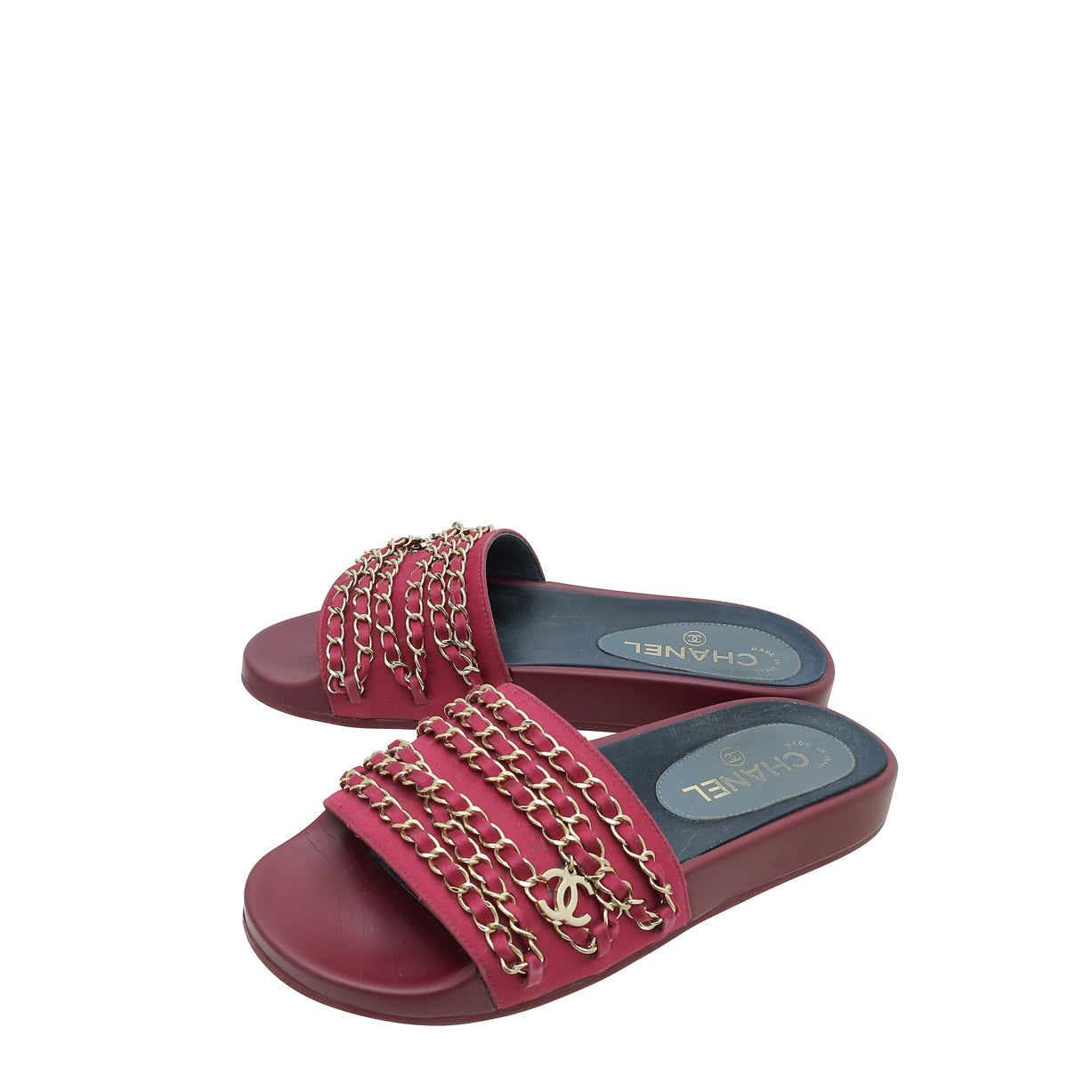 Chanel Bicolor CC Chain Pool Slide Mules 37