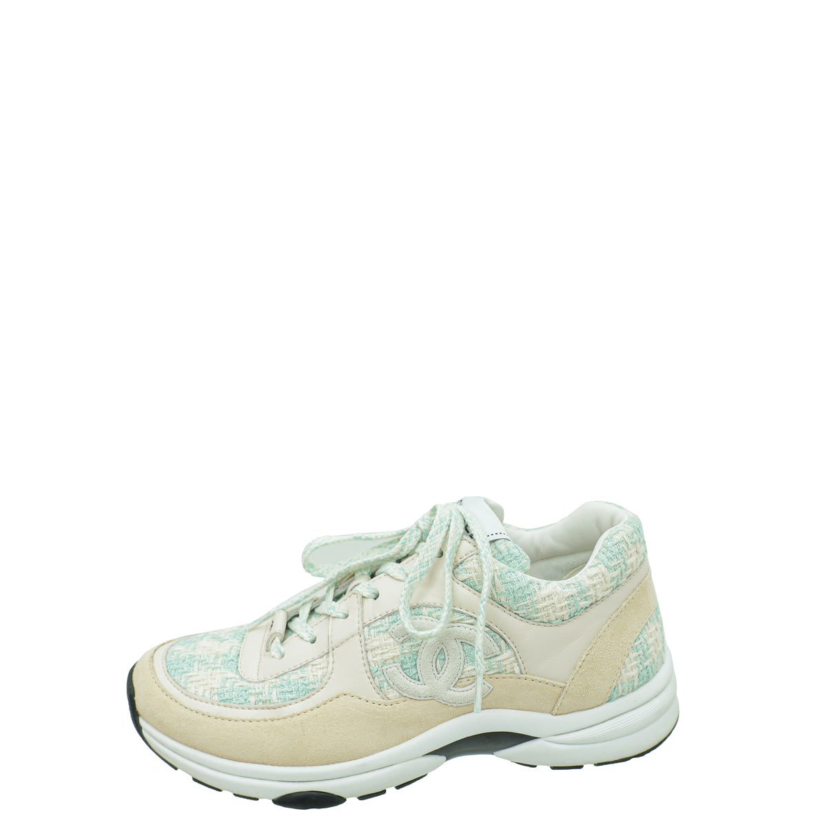 Chanel Bicolor CC Tweed Suede Trainer Sneaker 38.5