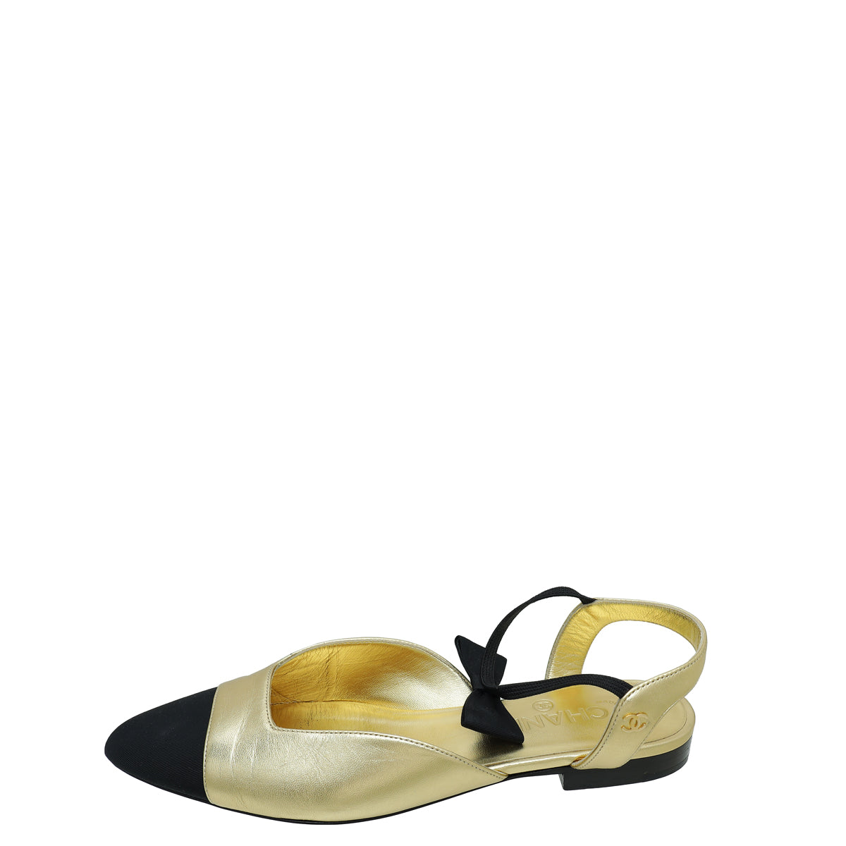 Chanel Bicolor Bow Flat Ankle Strap 38.5