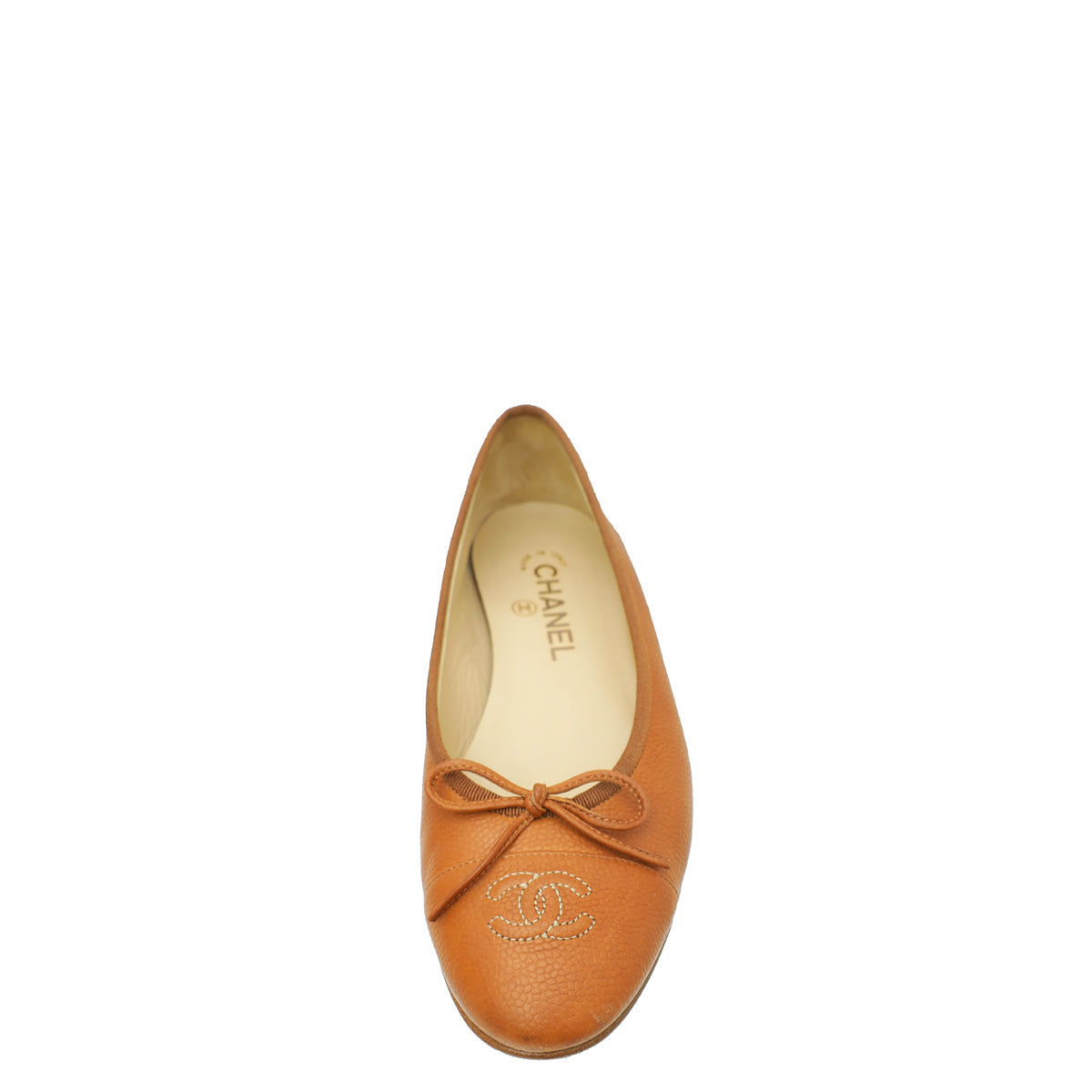 Chanel Brown CC Cap Toe Bow Flat Ballerina 38.5