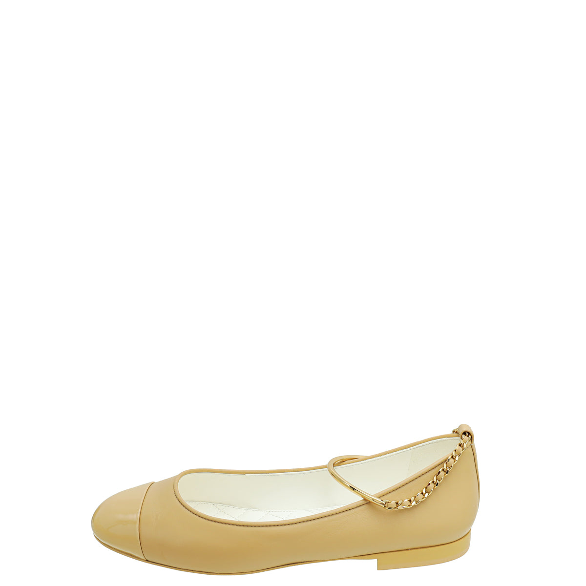 Chanel Beige CC Cap Toe Ankle Chain Ballerina Flats 38