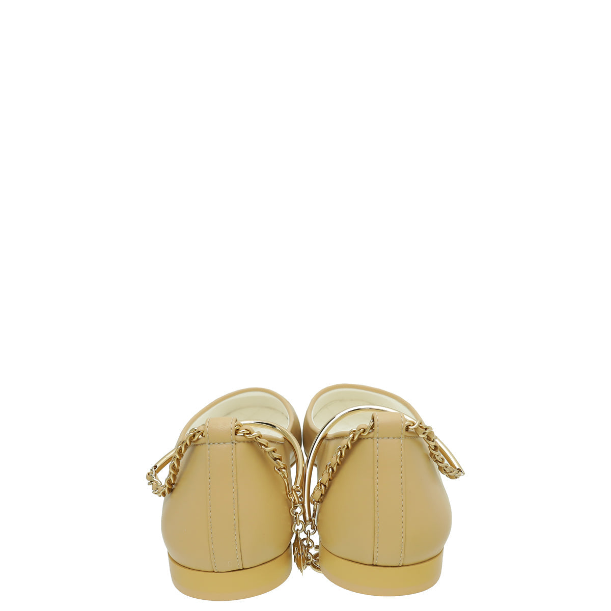 Chanel Beige CC Cap Toe Ankle Chain Ballerina Flats 38