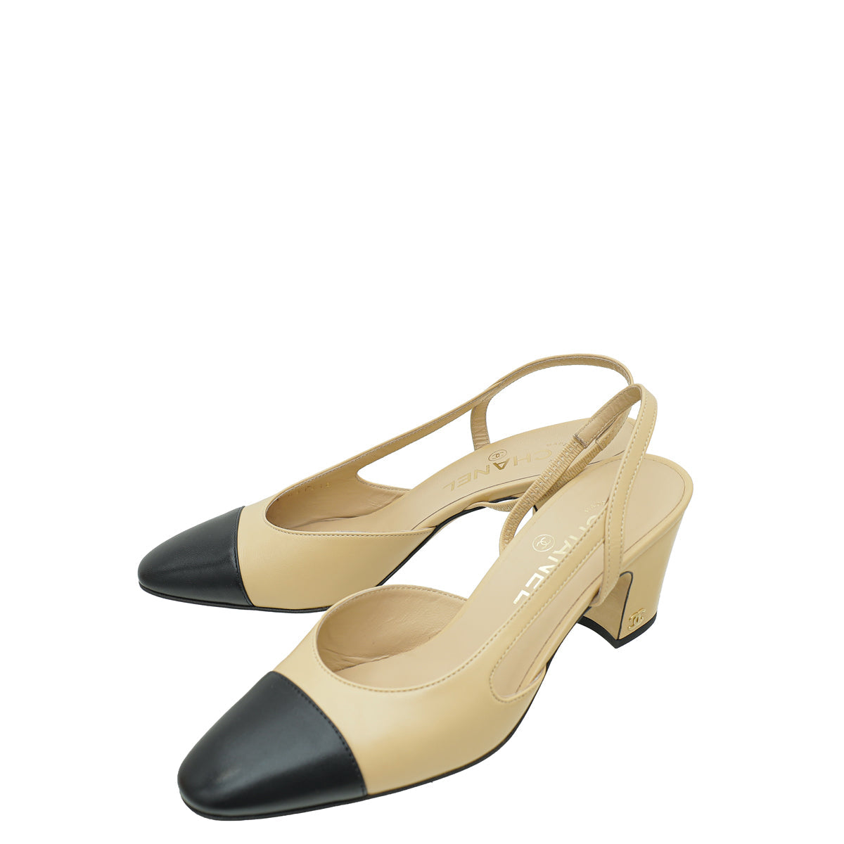Chanel Bicolor CC Cap Toe Slingback 38