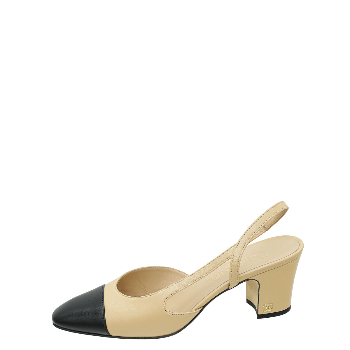Chanel Bicolor CC Cap Toe Slingback 38