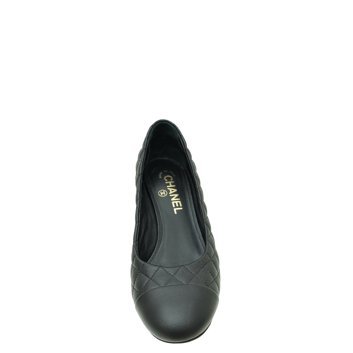 Chanel Black CC Cap Toe Quilted Pump 38