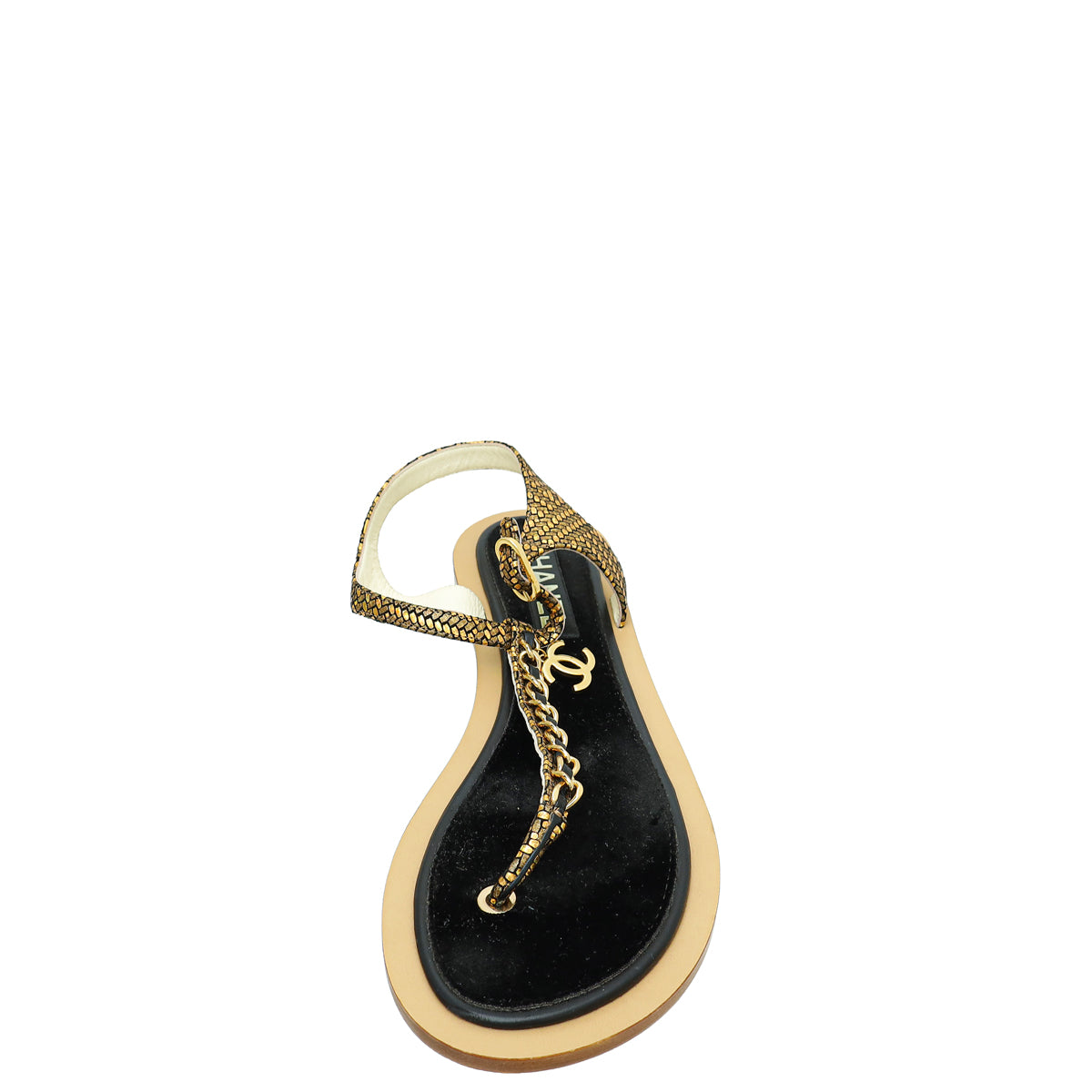 Chanel CC Chain Fantasy Goatskin Suede Thong Sandal 39.5