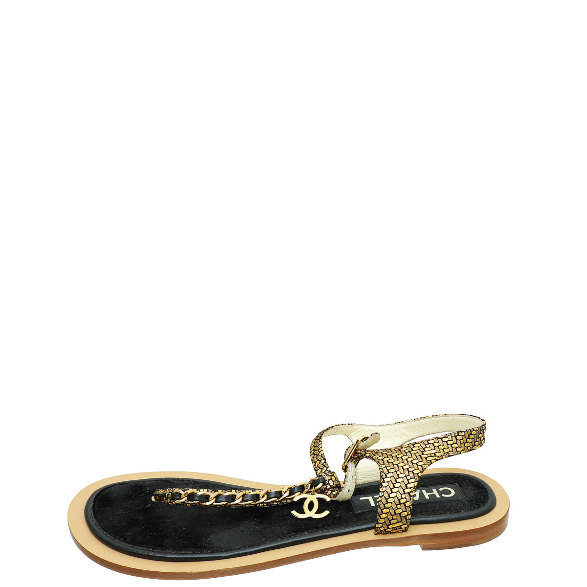 Chanel CC Chain Fantasy Goatskin Suede Thong Sandal 39.5