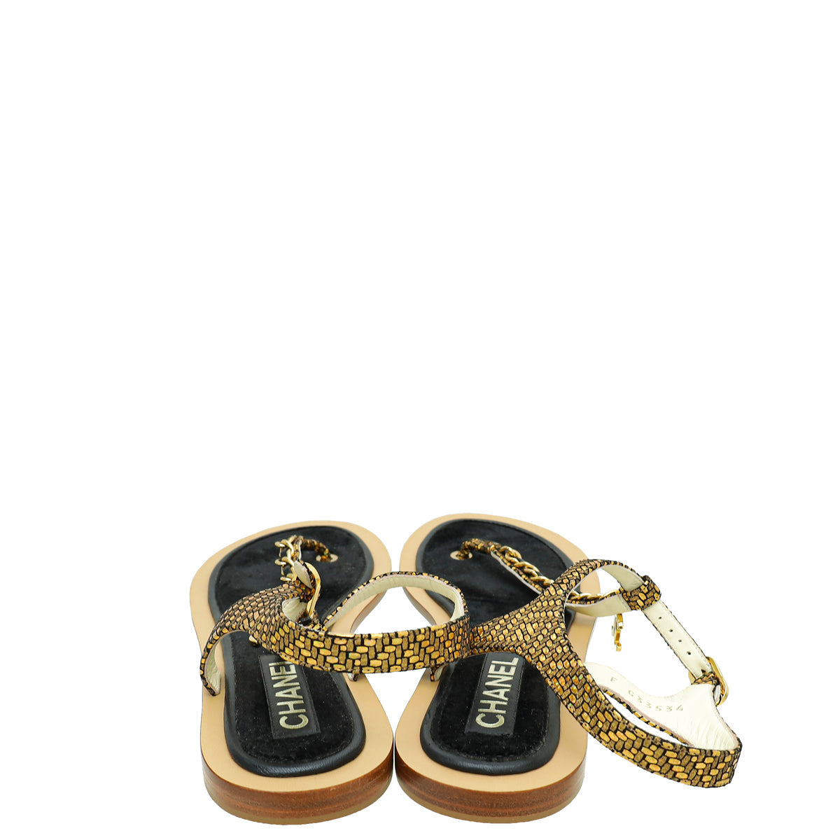 Chanel CC Chain Fantasy Goatskin Suede Thong Sandal 39.5