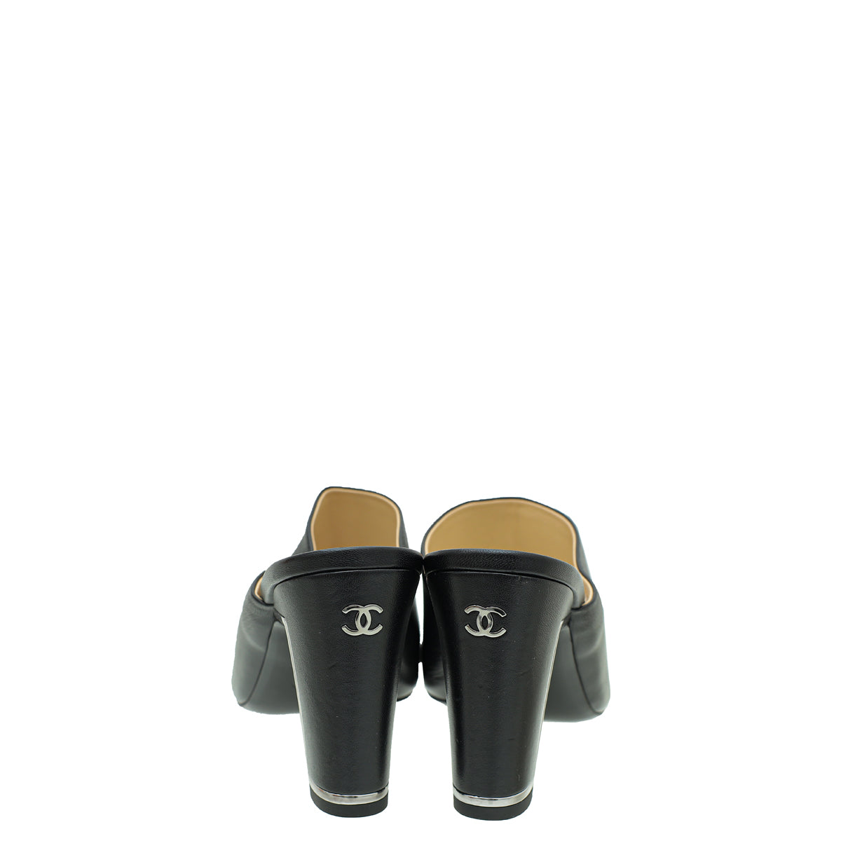 Chanel Black Pointed Cap Toe Mules 39.5