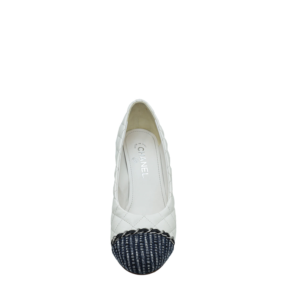 Chanel Bicolor CC Cap Toe Chain Quilted Pump 39
