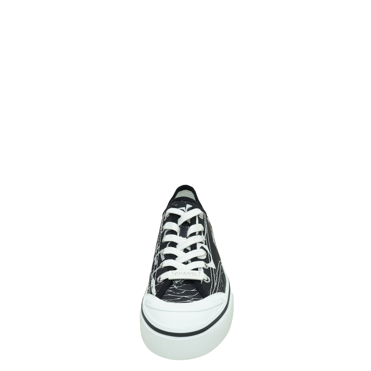 Chanel Bicolor Logo Embroidered Low Top Sneakers 39