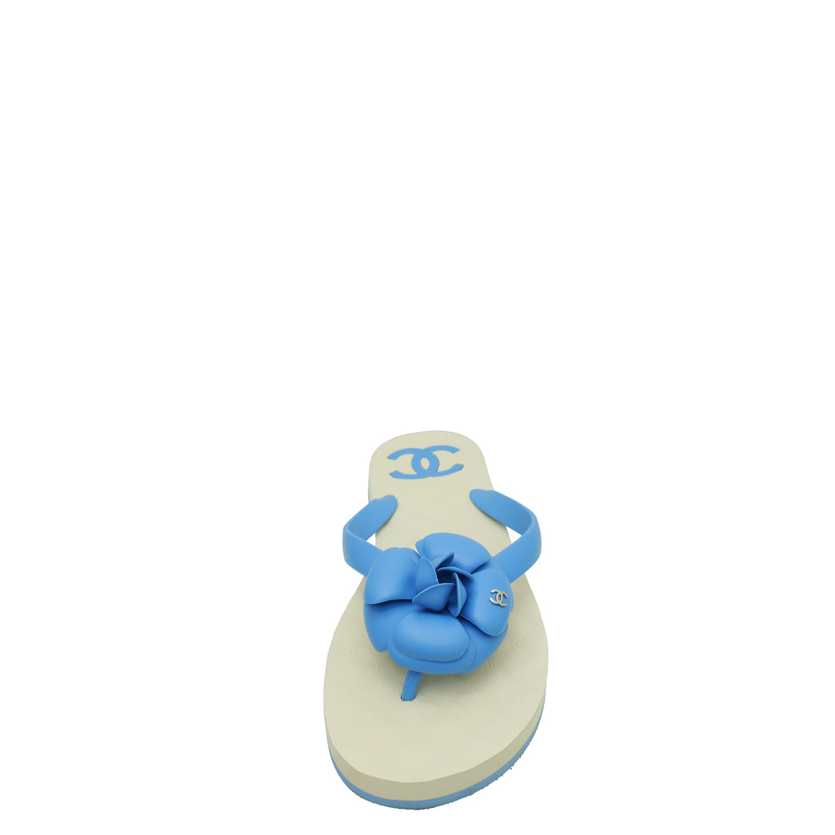 Chanel Bicolor CC Camellia Flip Flops Sandals 40