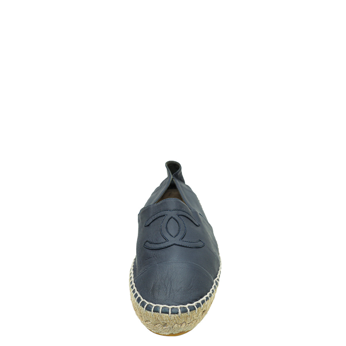 Chanel Navy Blue CC Captoe Lambskin Espadrille 40