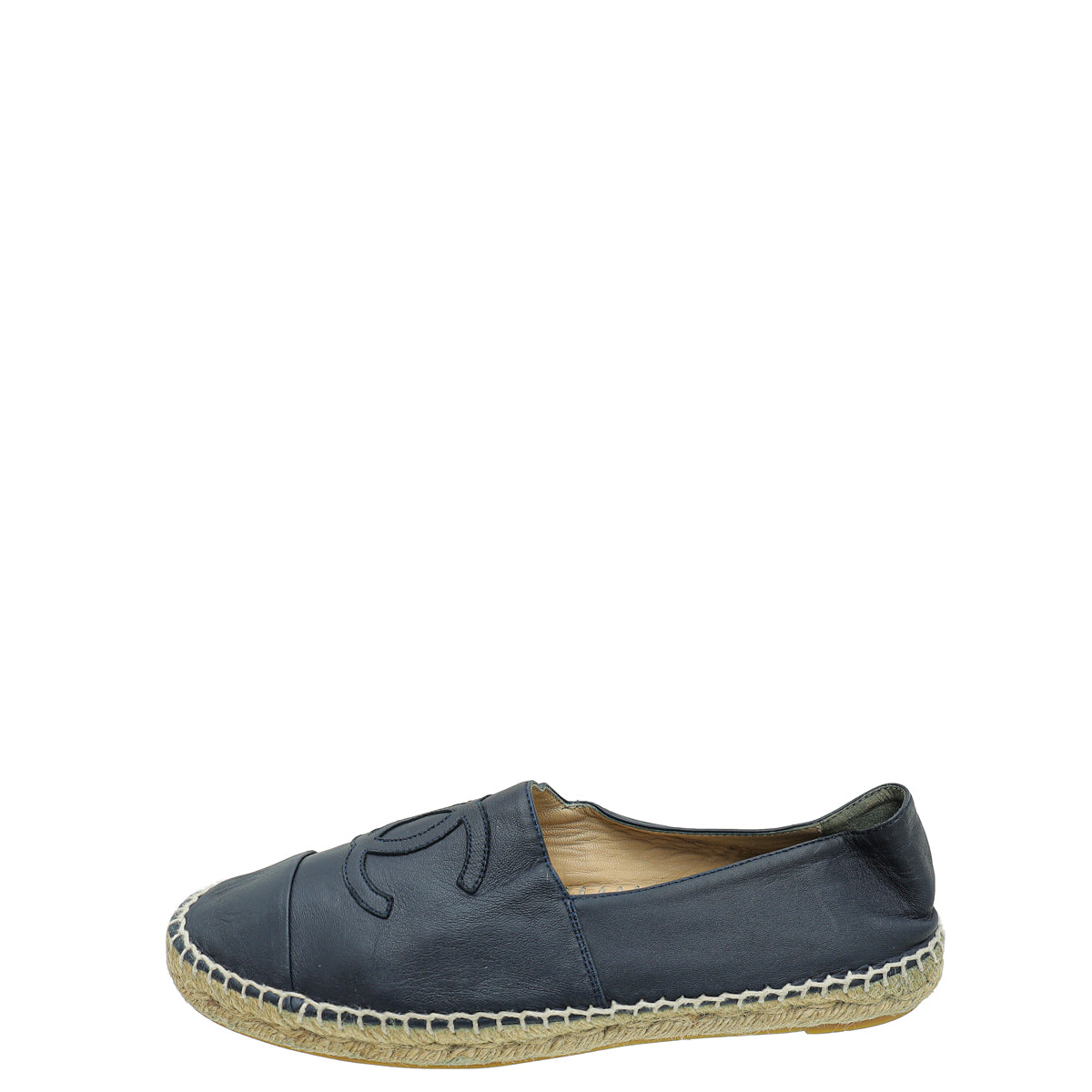 Chanel Navy Blue CC Captoe Lambskin Espadrille 40