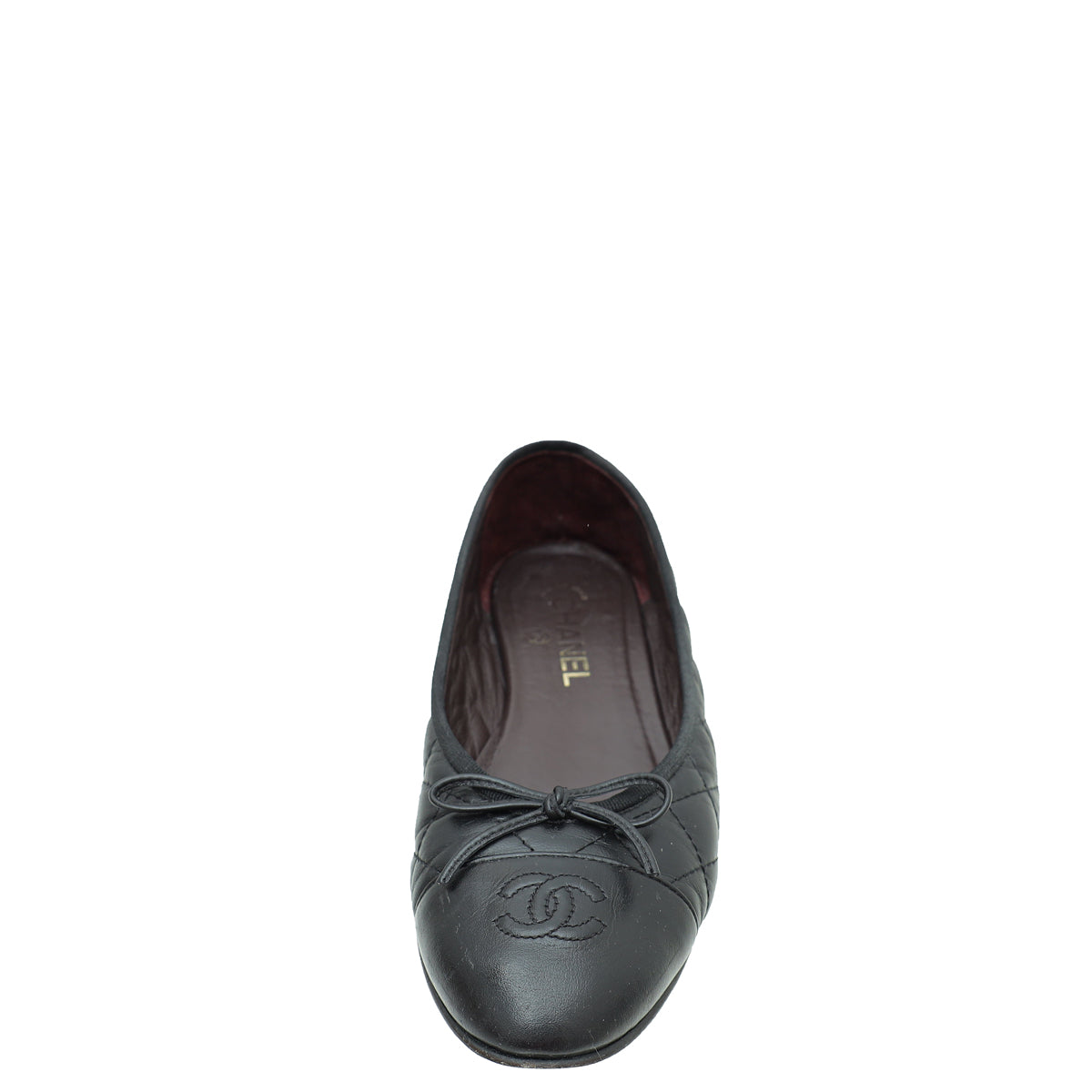 Chanel Black CC Cap Toe Quilted Flat Ballerina 40