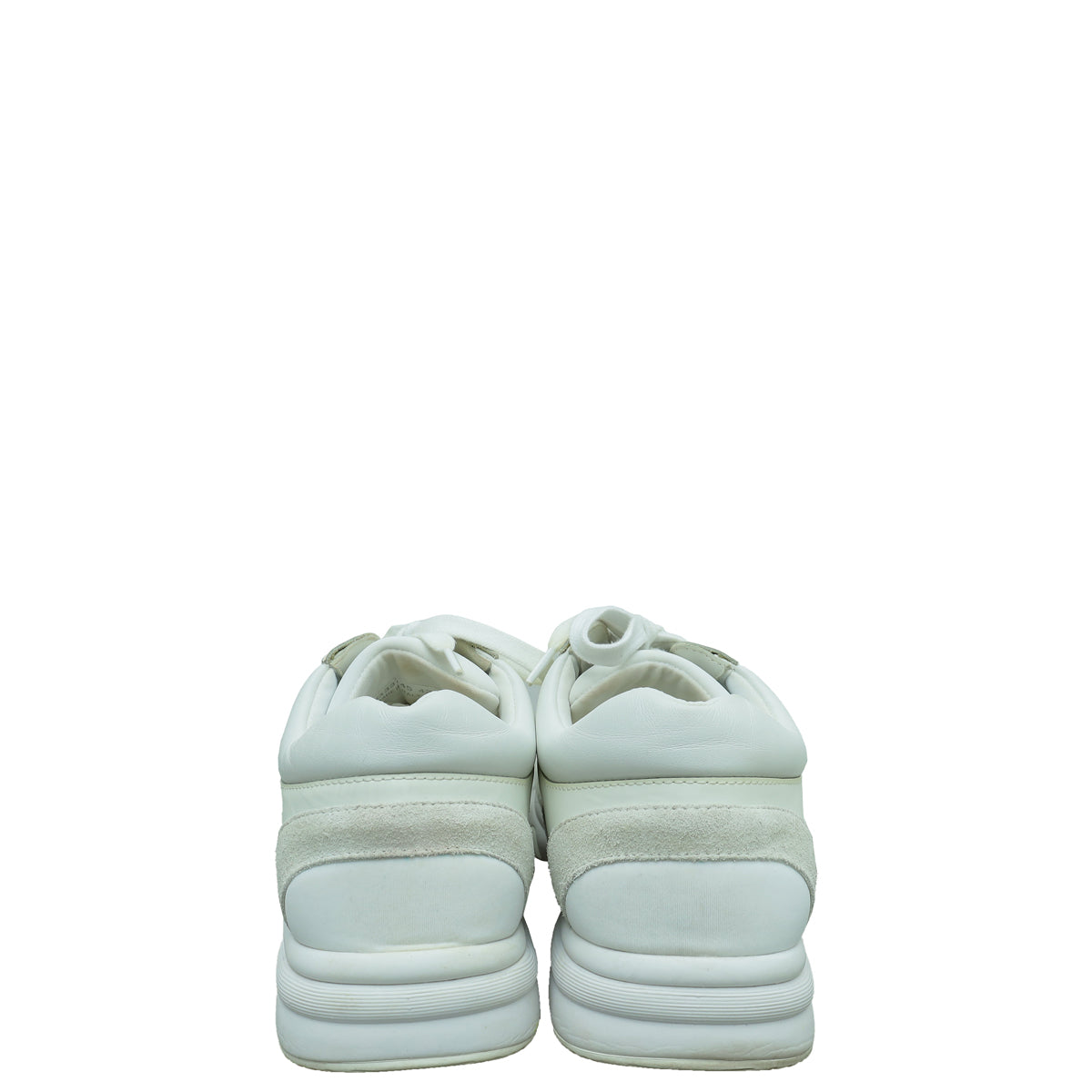 Chanel White CC Suede and Nylon Lace Up Sneakers 42