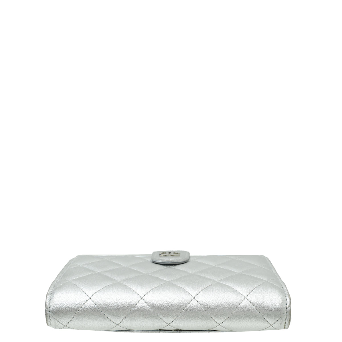 Chanel Metallic Silver CC French Wallet