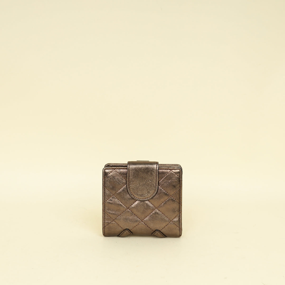 Chanel Metallic Bronze Ligne Cambon Compact French Purse Wallet