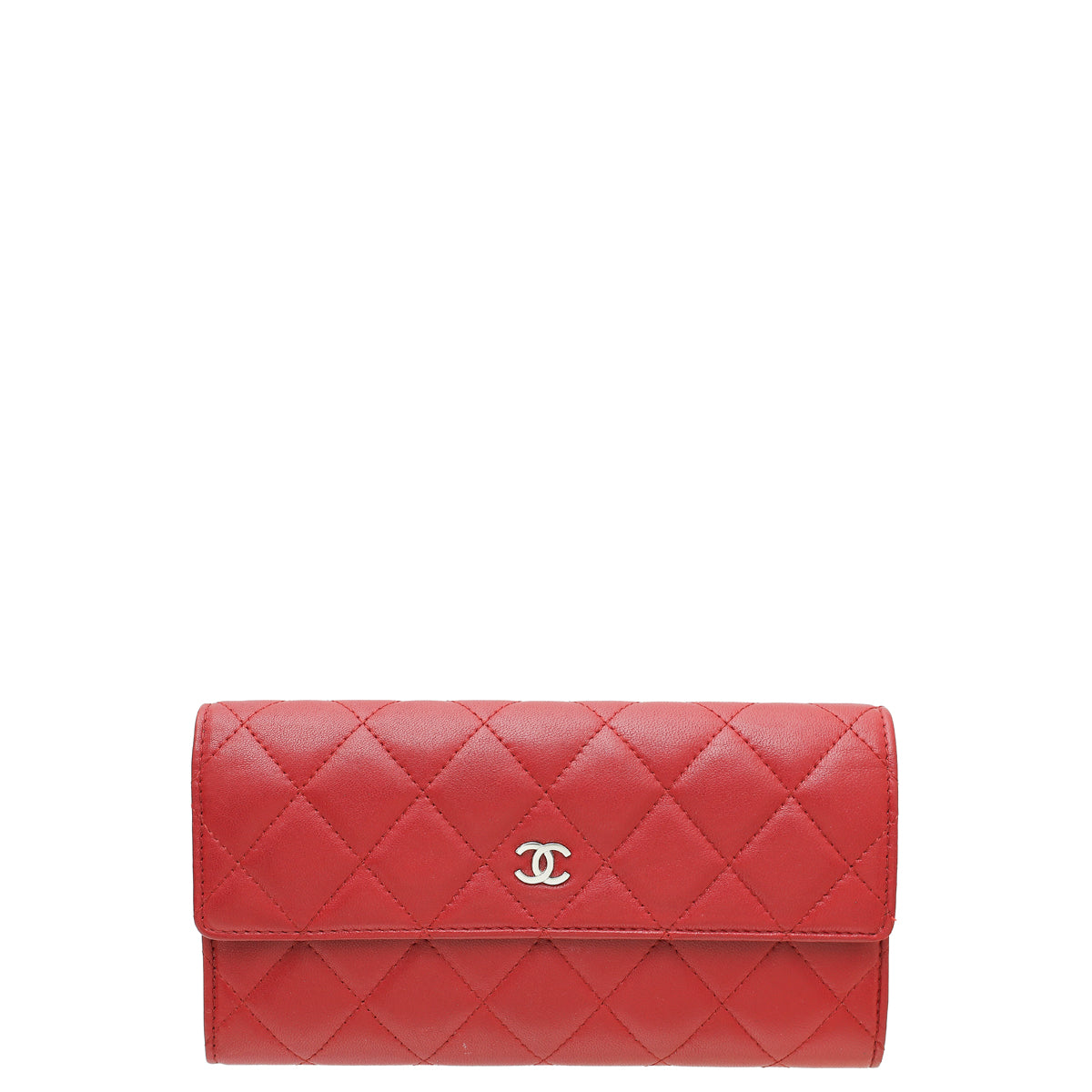 Chanel Red CC Classic Long Flap Wallet