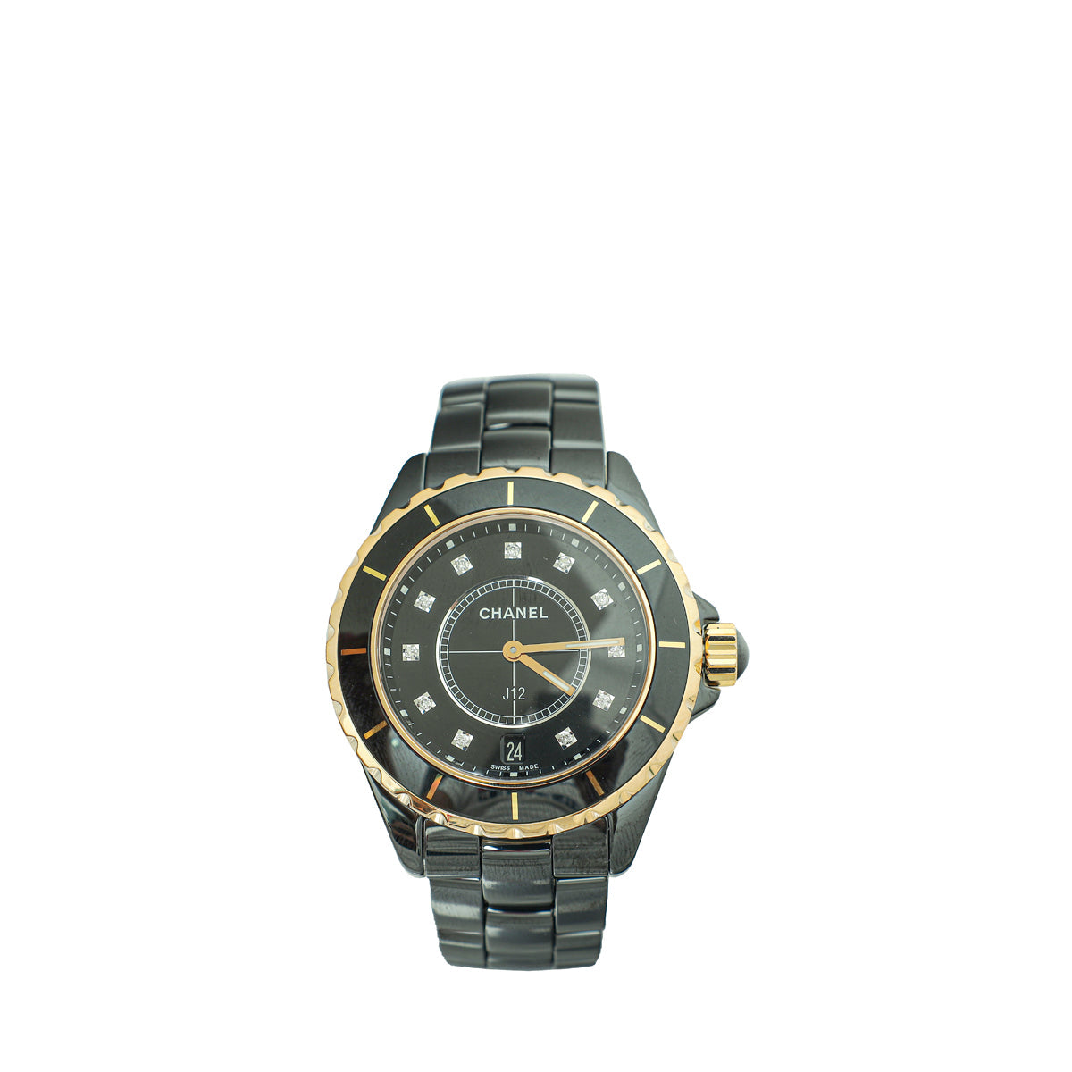 Chanel Black/Yellow Gold J12 Ceramic 38mm Quartz Watch