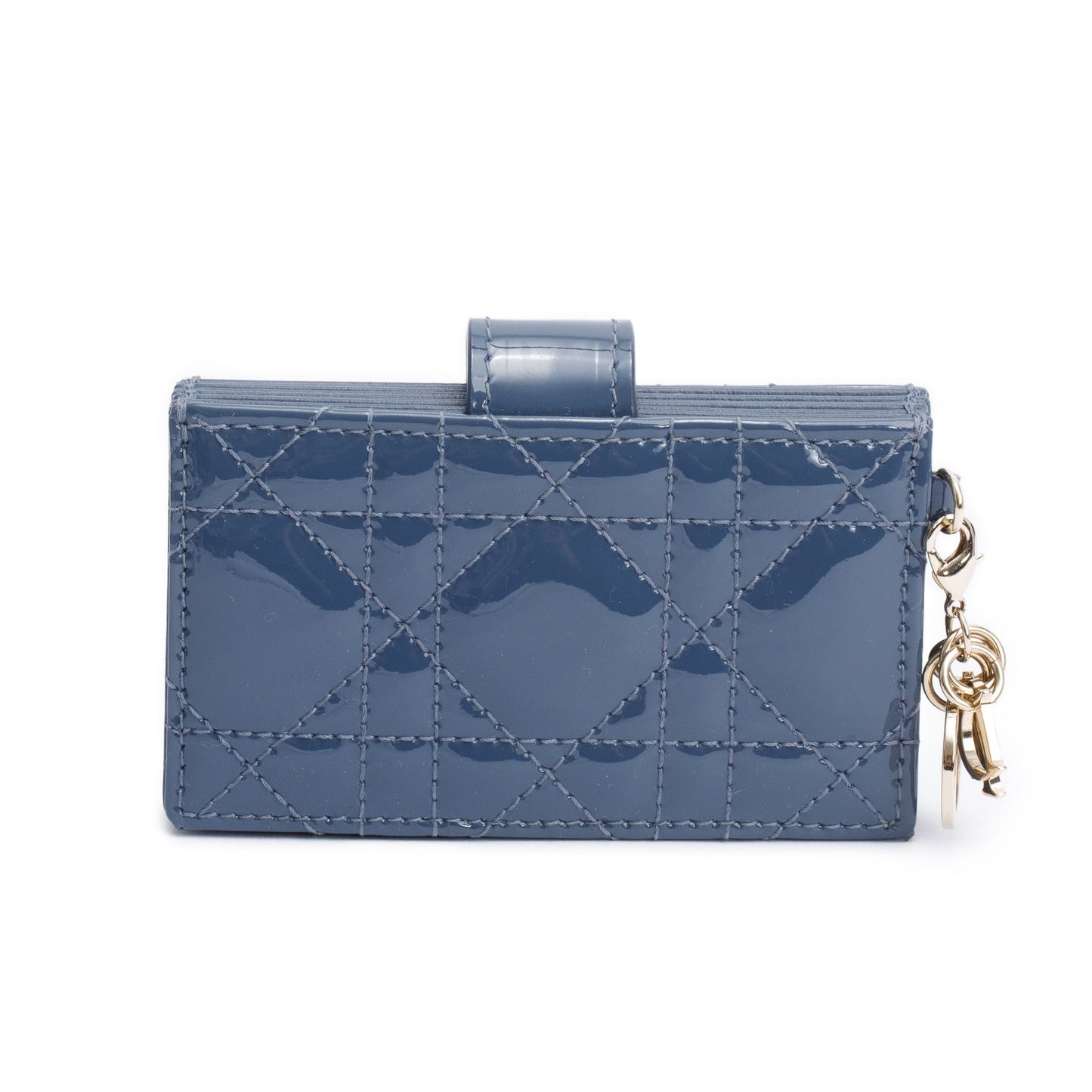 Christian Dior 2020 Grey Cannage Patent Leather Lady Dior Jasmin Card Holder