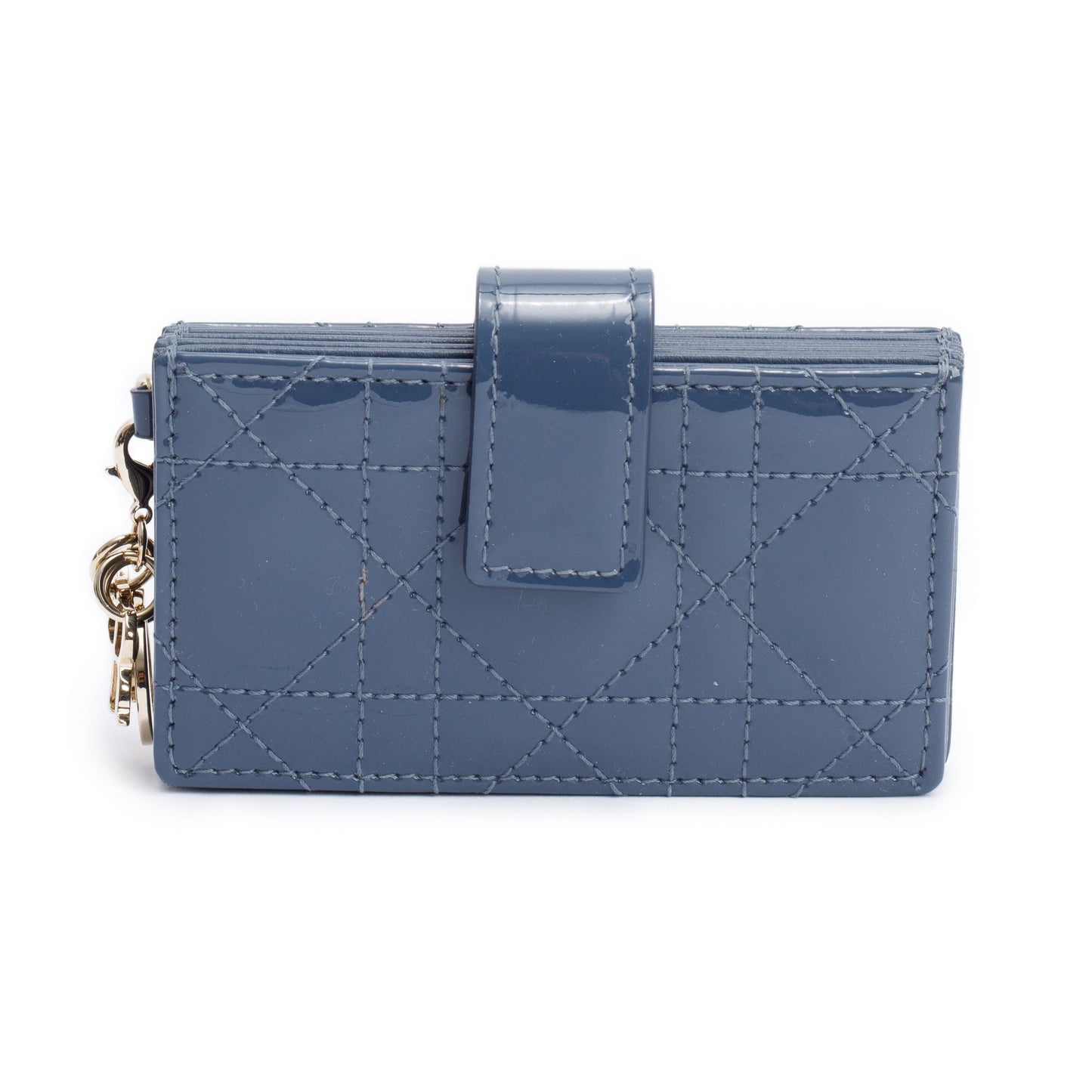 Christian Dior 2020 Grey Cannage Patent Leather Lady Dior Jasmin Card Holder