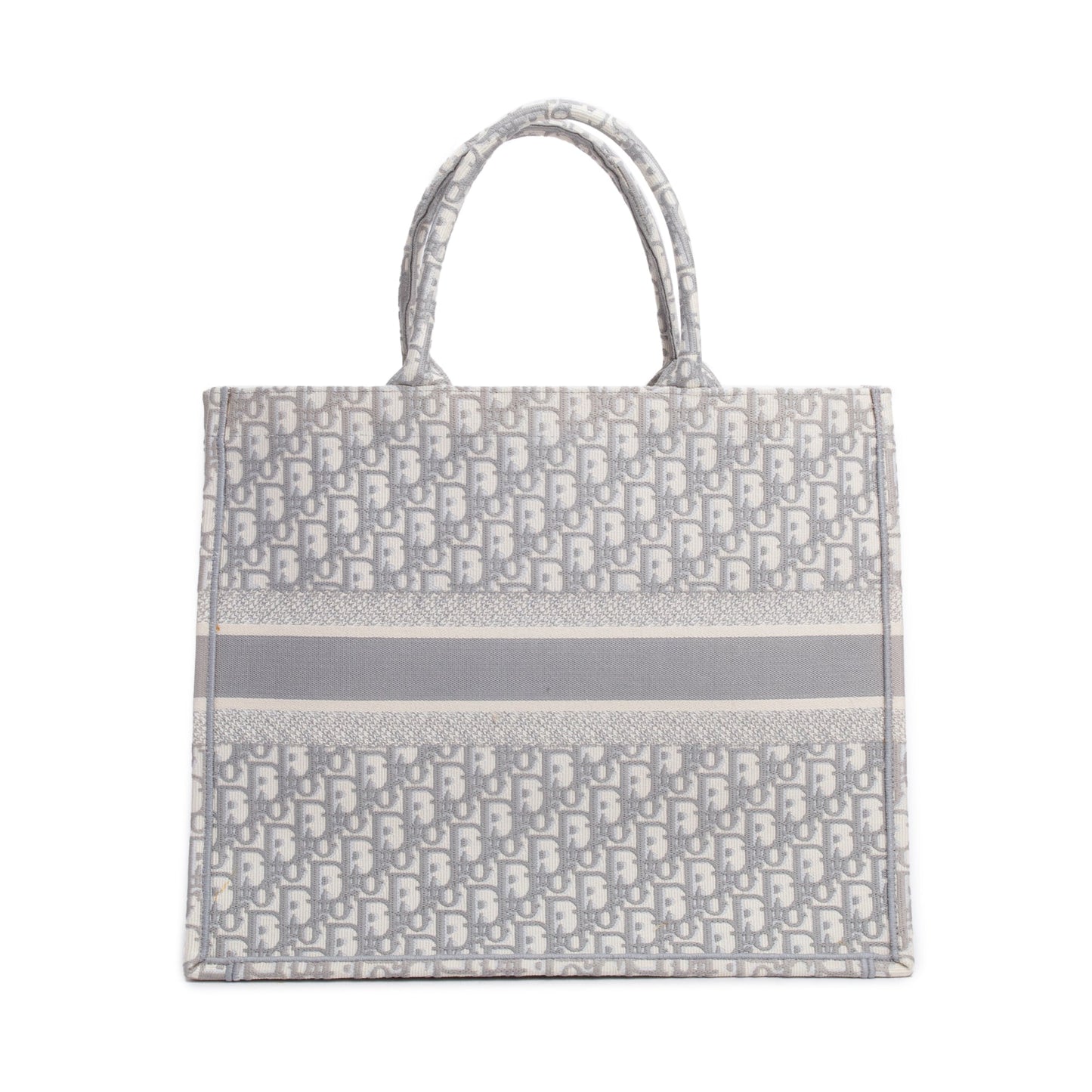 Christian Dior 2020 Grey & Neutral Dior Oblique Embroidery Large Book Tote