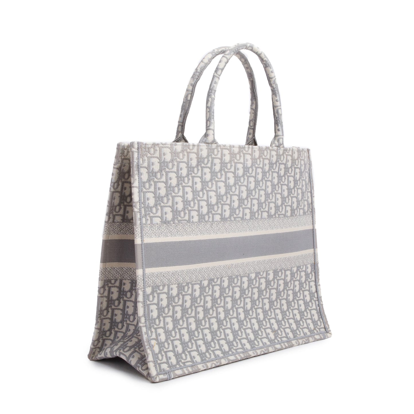 Christian Dior 2020 Grey & Neutral Dior Oblique Embroidery Large Book Tote