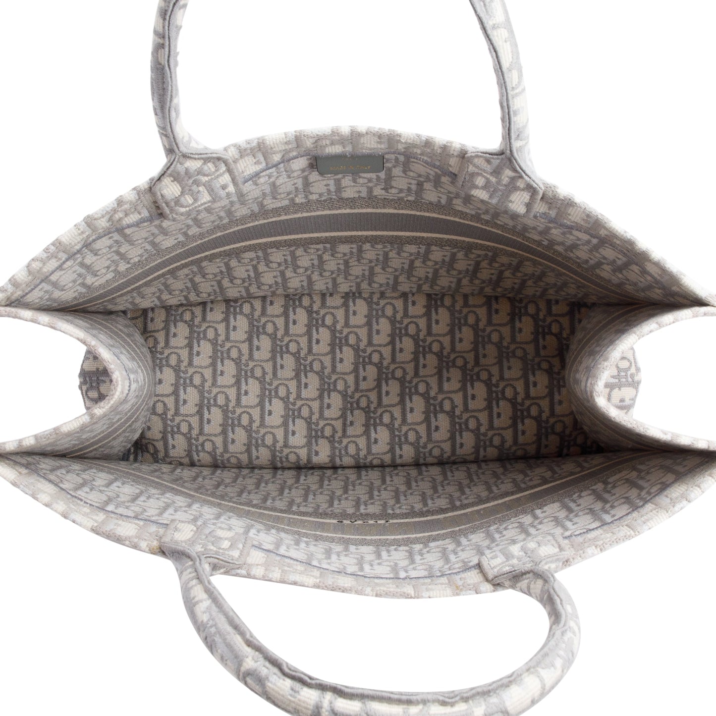 Christian Dior 2020 Grey & Neutral Dior Oblique Embroidery Large Book Tote