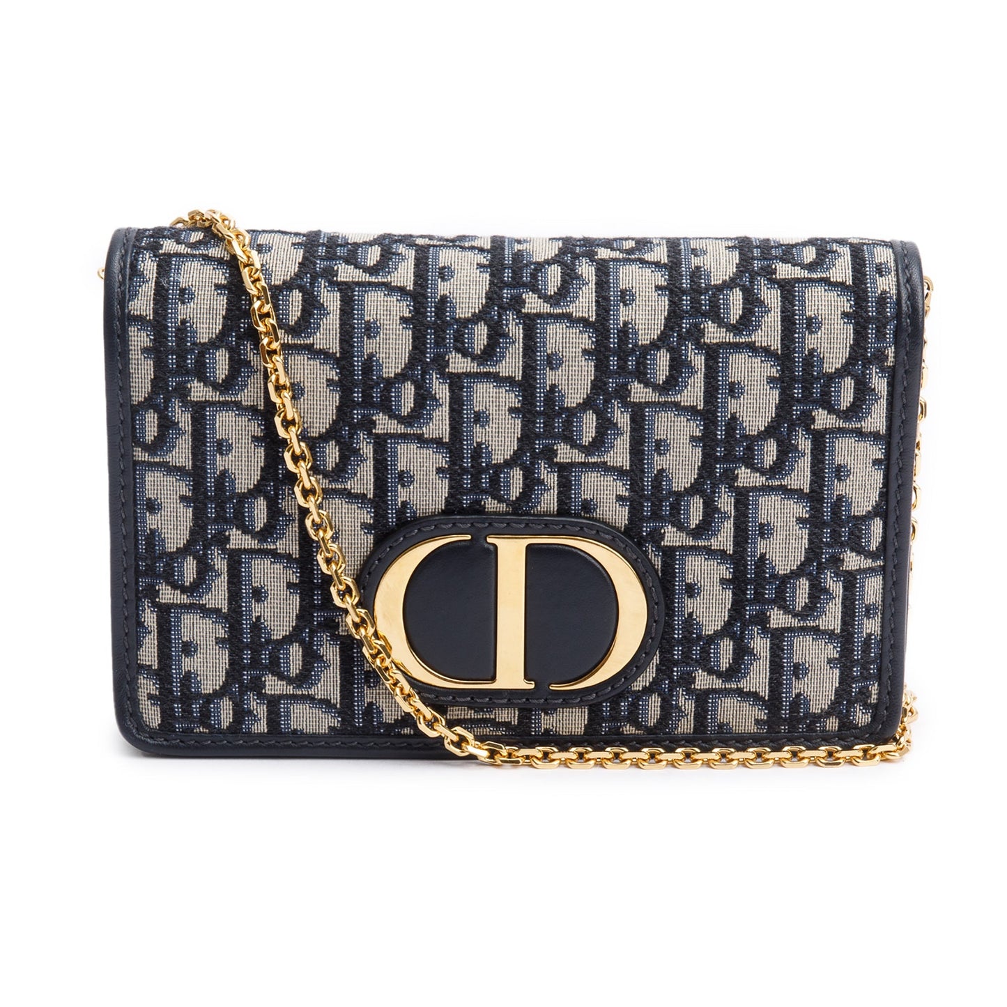 Christian Dior 2020 Navy Oblique 30 Montaigne 2-In-1 Pouch Bag