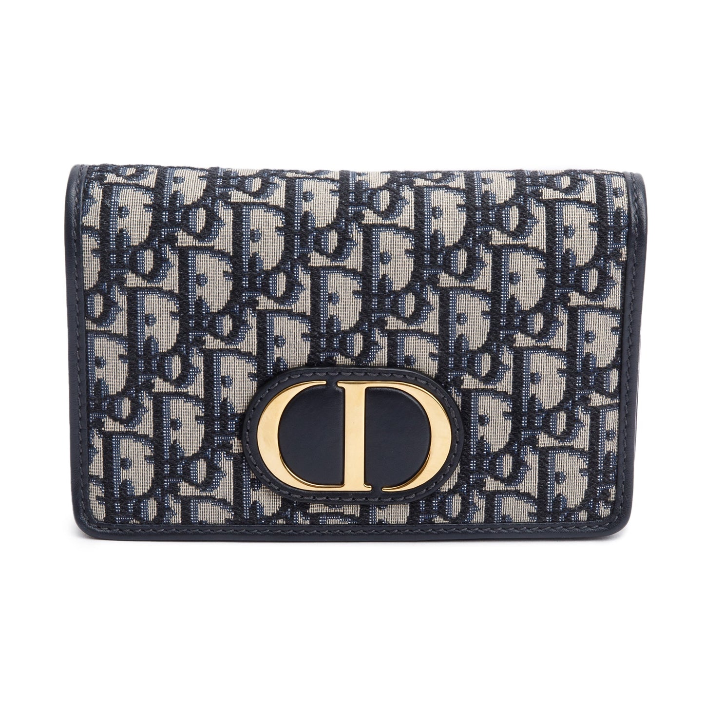 Christian Dior 2020 Navy Oblique 30 Montaigne 2-In-1 Pouch Bag