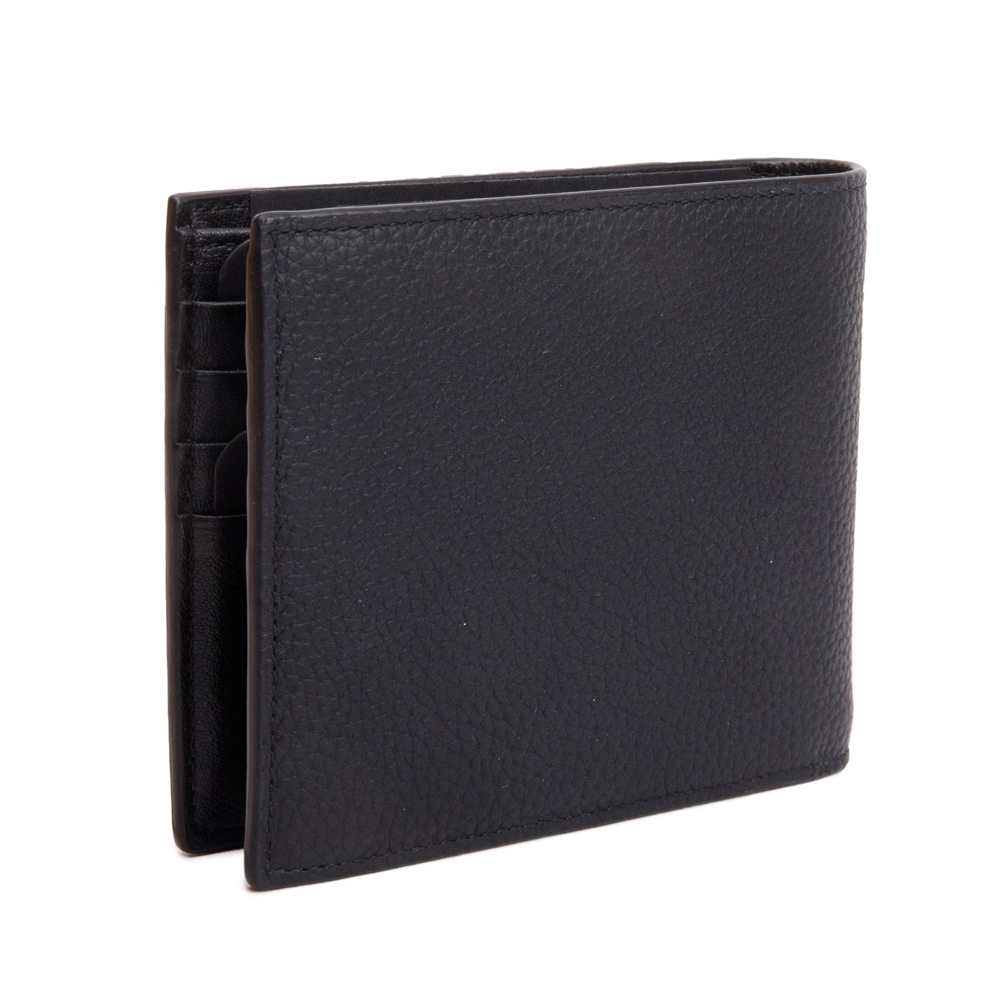 Christian Dior 2021 Black Grained Leather CD Icon Bifold Wallet