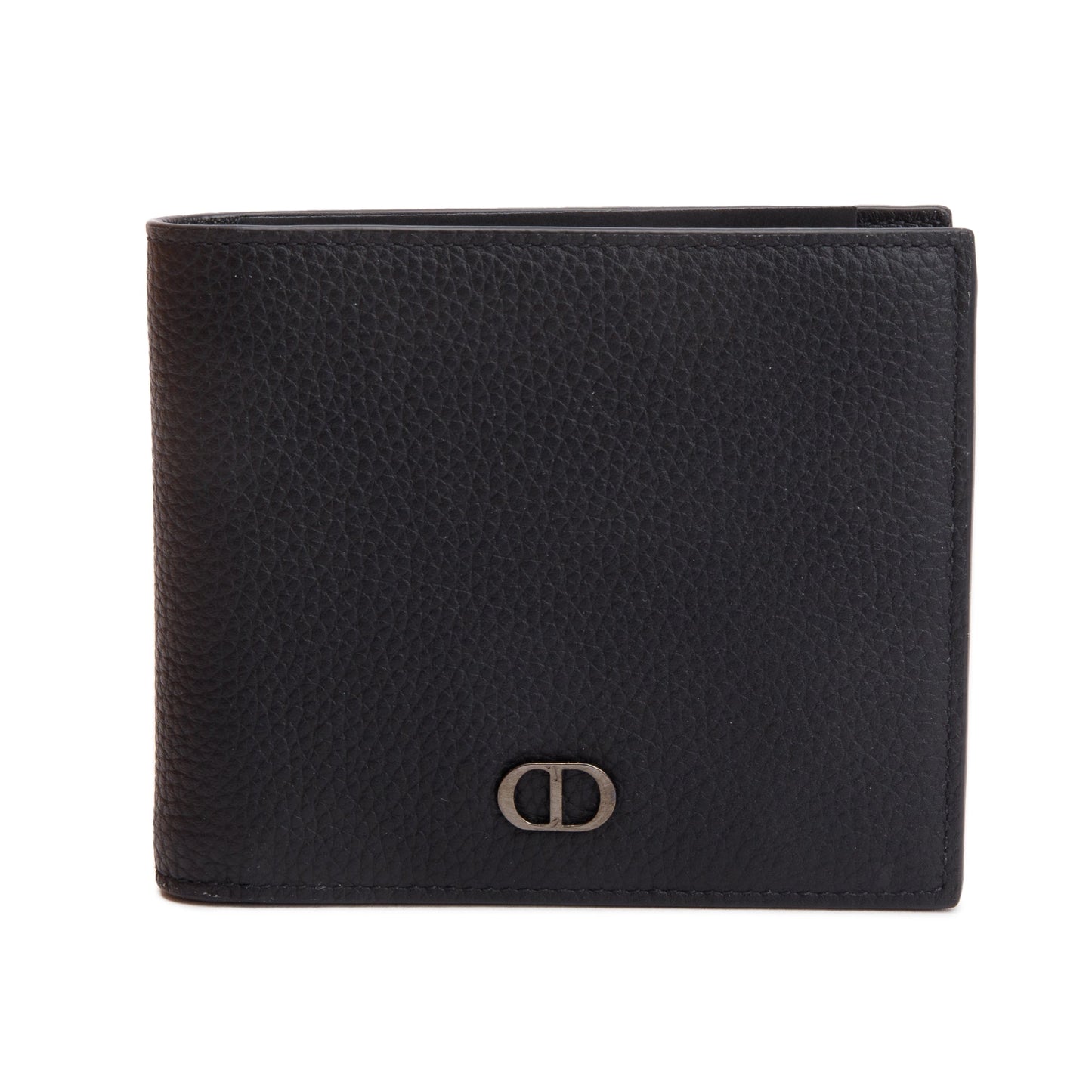 Christian Dior 2021 Black Grained Leather CD Icon Bifold Wallet