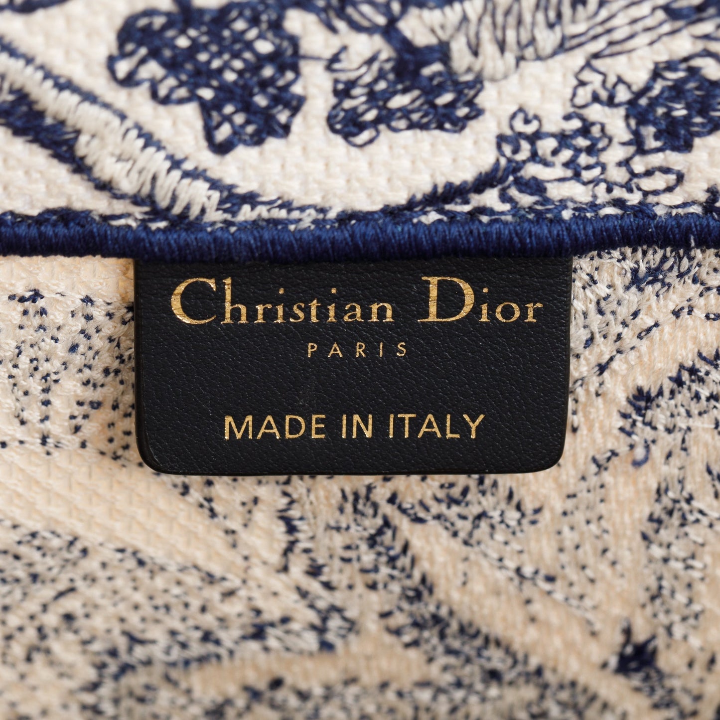 Christian Dior 2021 Large Ecru and Blue Toile de Jouy  Embroidery Canvas Book Tote