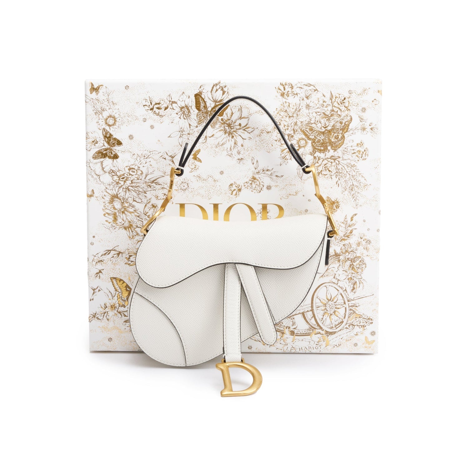 Christian Dior 2021 White Calfskin Leather Mini Saddle Bag