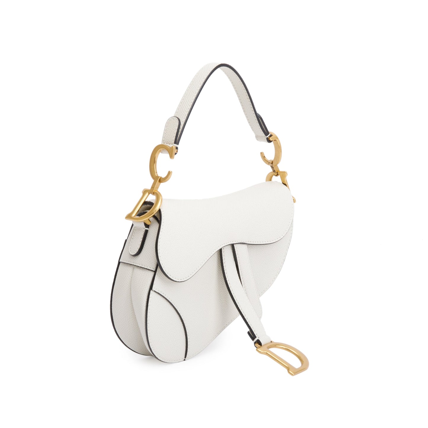 Christian Dior 2021 White Calfskin Leather Mini Saddle Bag