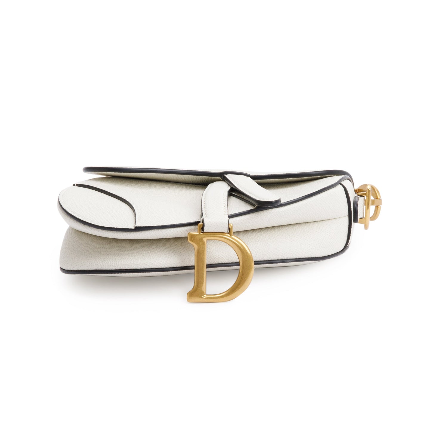 Christian Dior 2021 White Calfskin Leather Mini Saddle Bag
