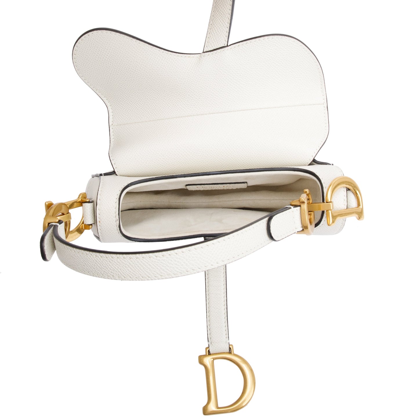 Christian Dior 2021 White Calfskin Leather Mini Saddle Bag