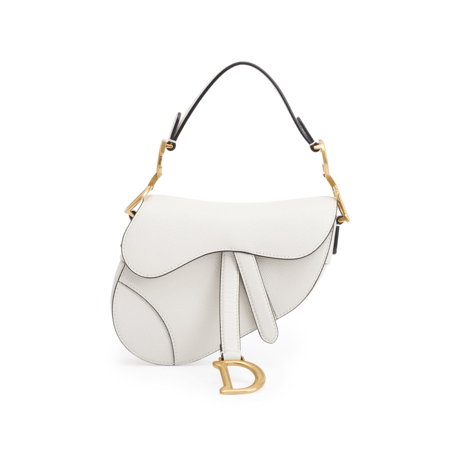 Christian Dior 2021 White Calfskin Leather Mini Saddle Bag