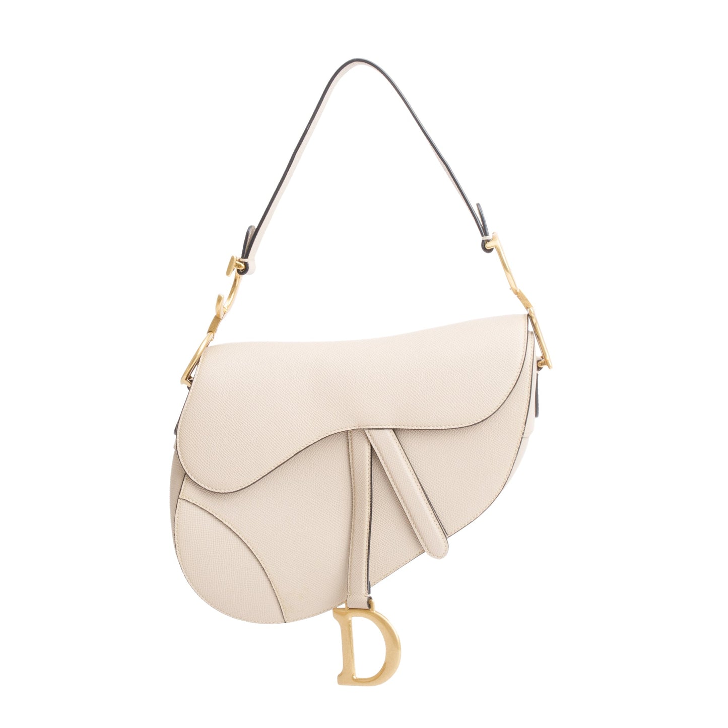 Christian Dior 2022 Beige Grained Calfskin Leather Saddle Bag