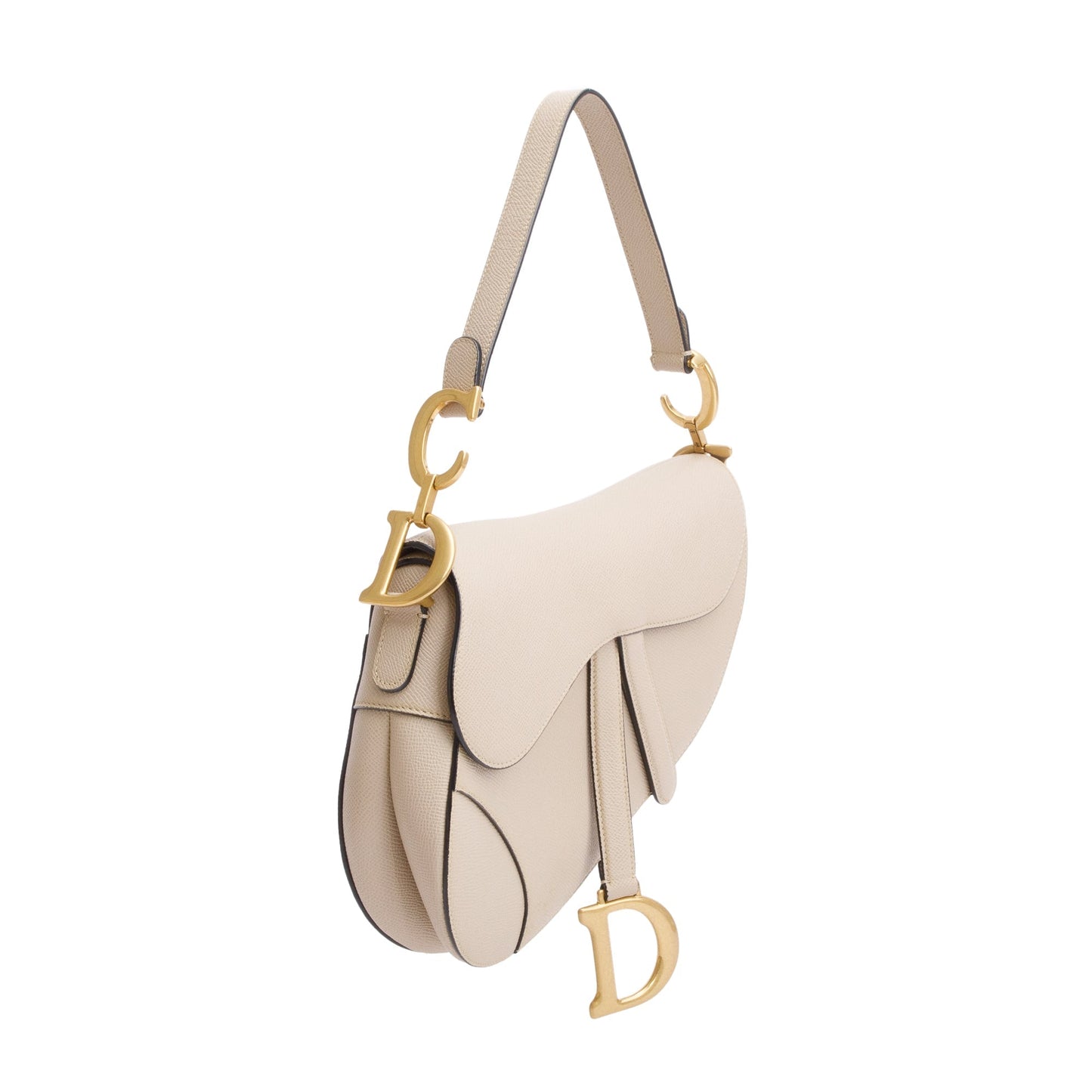 Christian Dior 2022 Beige Grained Calfskin Leather Saddle Bag