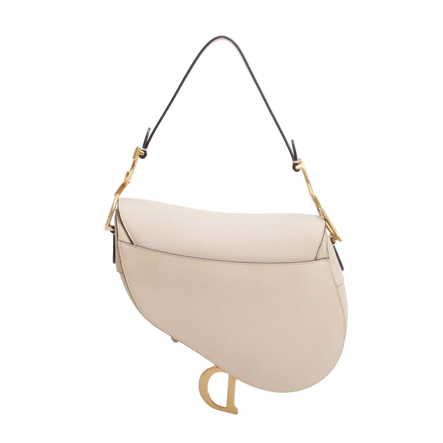 Christian Dior 2022 Beige Grained Calfskin Leather Saddle Bag
