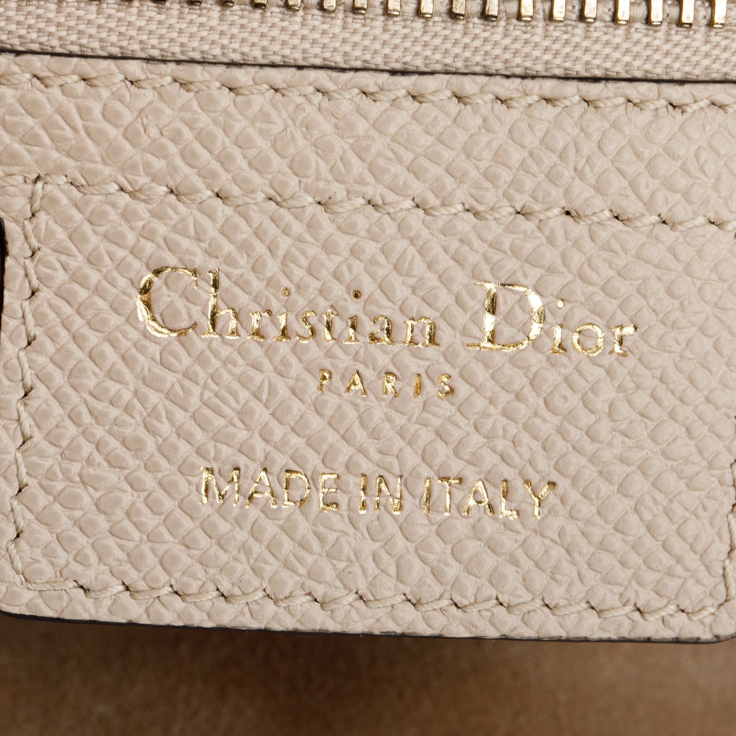 Christian Dior 2022 Beige Grained Calfskin Leather Saddle Bag
