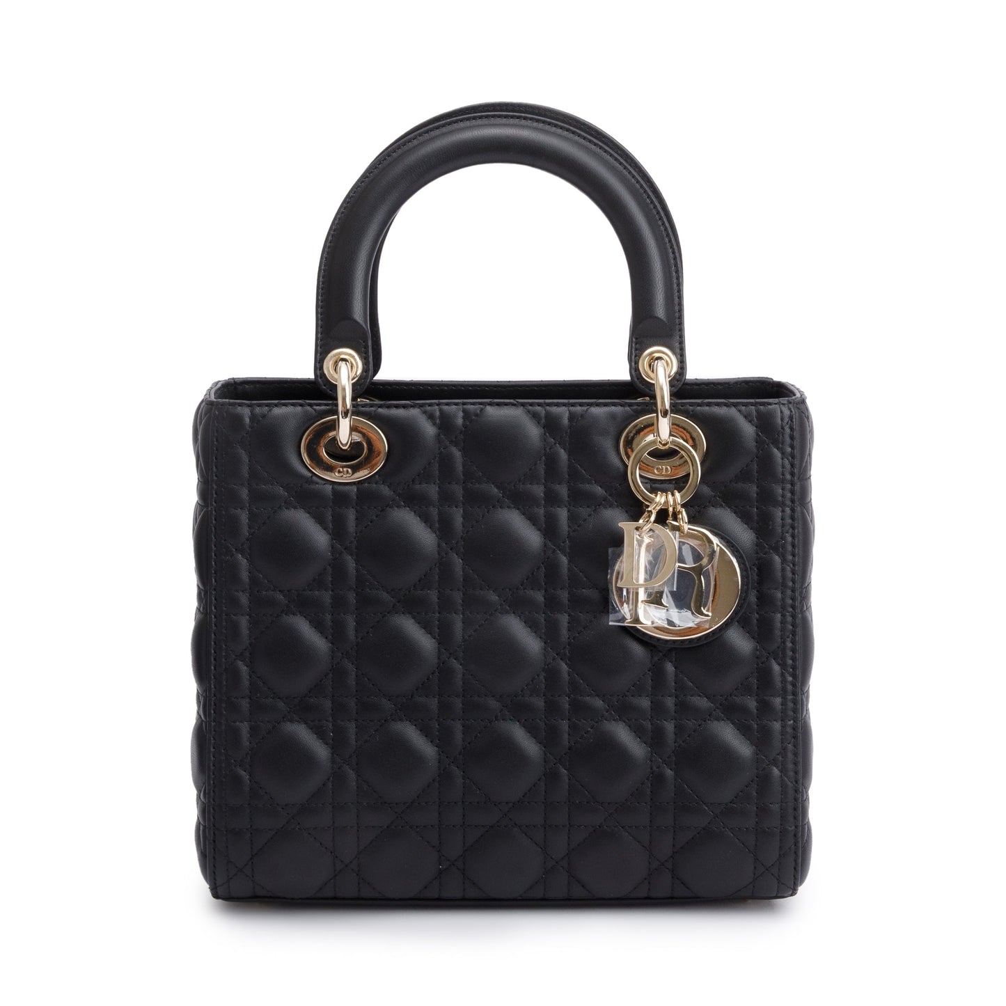 Christian Dior 2022 Black Cannage Lambskin Leather Medium Lady Dior Bag