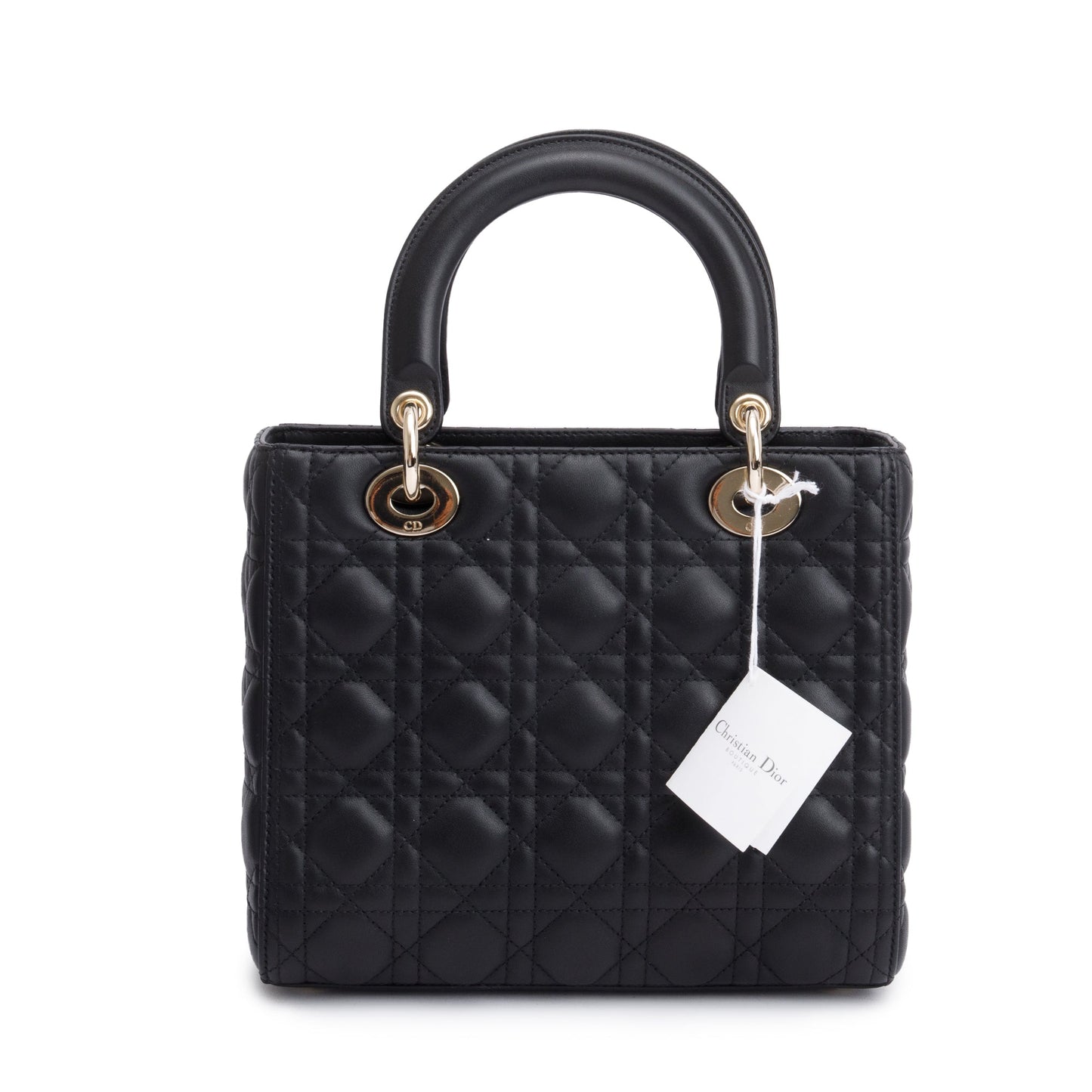 Christian Dior 2022 Black Cannage Lambskin Leather Medium Lady Dior Bag