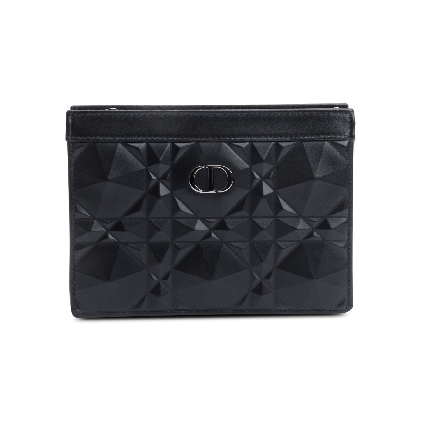 Christian Dior 2022 Black Macrocannage Diamond Quilted Caro Pouch with Chain